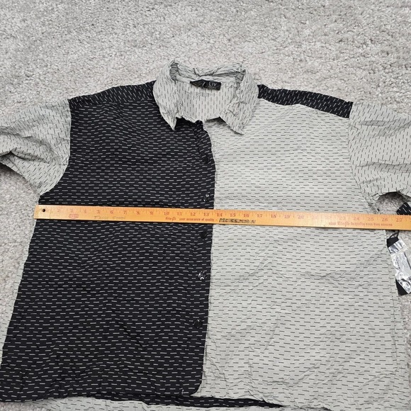 Liv by Habitat Top Womens Large Gray Black Button Up Long Sleeve Crinkle‎ Travel - Picture 10 of 13